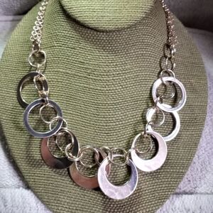 Goldtone circles chain necklace statement runway